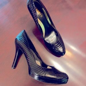 Women’s Ralph Lauren black snakeskin heels